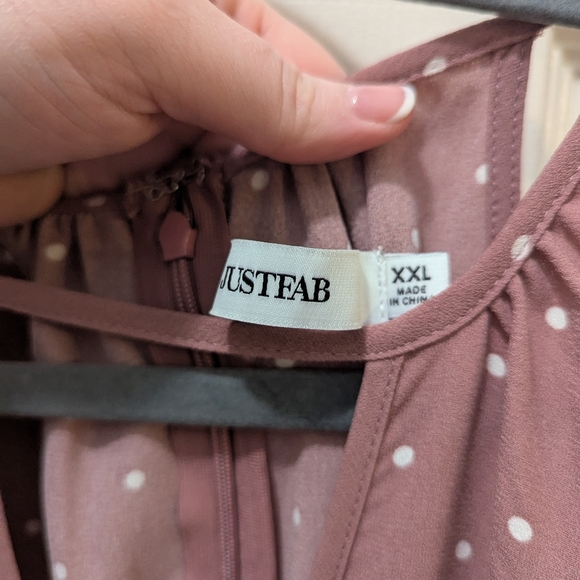 Polka Dot Sleeveless Dress - Mauve - Picture 2 of 2